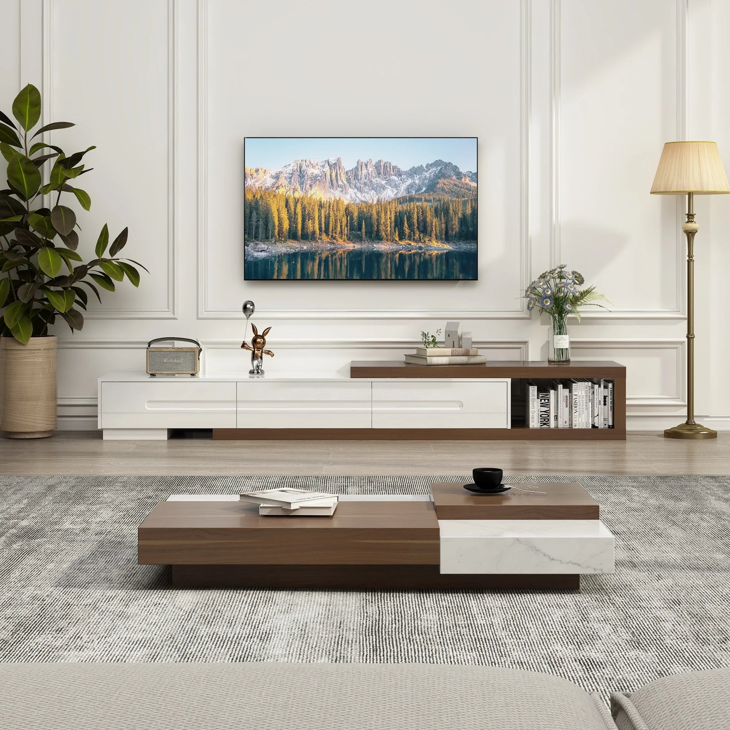 The AlignMax Media Console – Extendable TV Cabinet with 3 Drawers & Shelf US - KaveCore