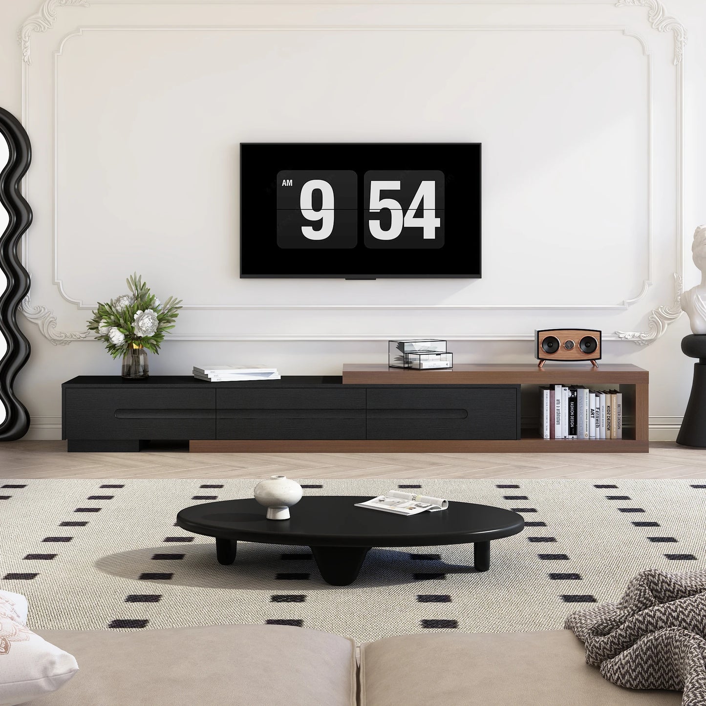 The AlignMax Media Console – Extendable TV Cabinet with 3 Drawers & Shelf US - KaveCore