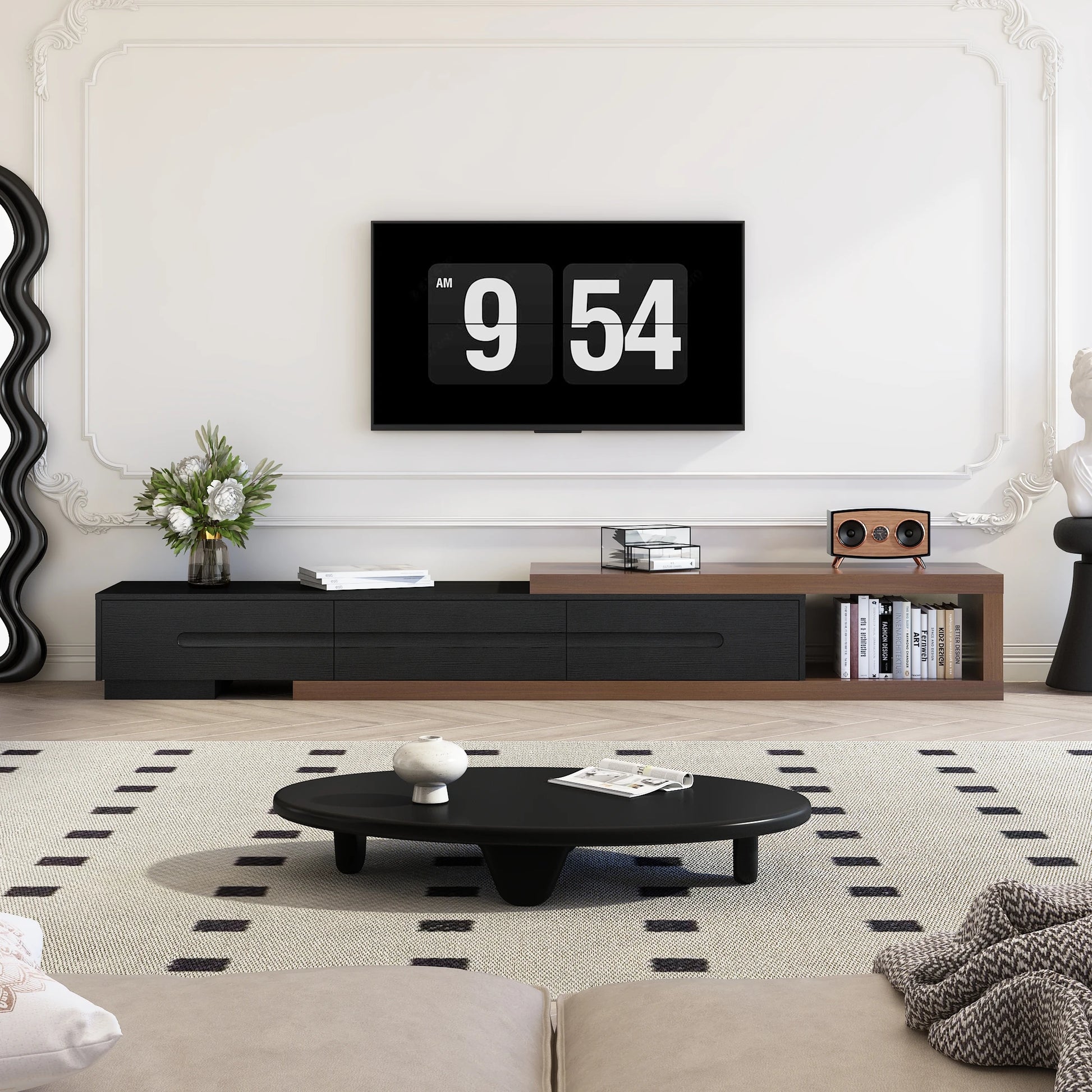 The AlignMax Media Console – Extendable TV Cabinet with 3 Drawers & Shelf US - KaveCore