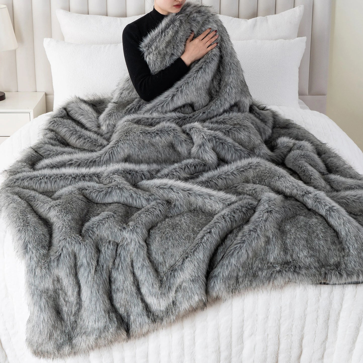 Nordic Frost Dreams Faux-Fur Blanket Throw