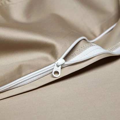 Jacquard & Satin Champagne Duvet Cover Set (Long-Staple Sateen Cotton)