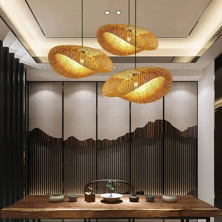 Zenya Spiral Wicker Pendant Light - KaveCore