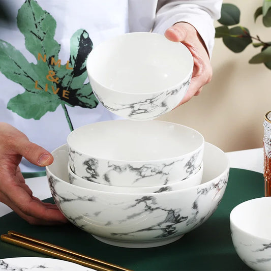 Valente Porcelain Marble Bowls (Set of 3)