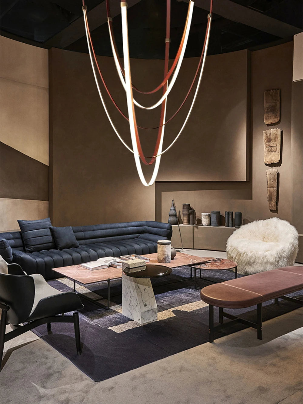 Opus Noir Leather-Strap LED Chandelier