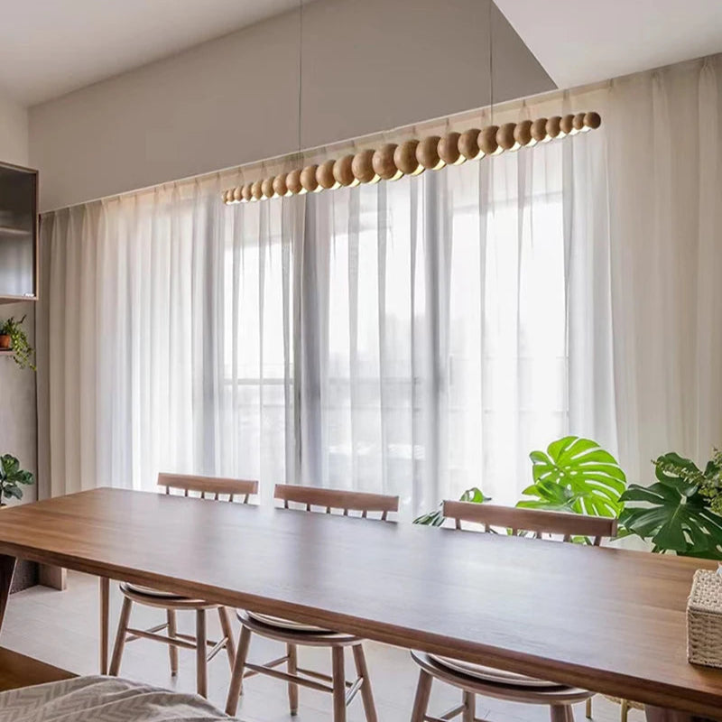 Wooden Orb Wave Chandelier