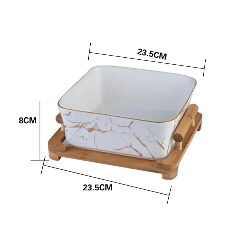 Sora Serving Bowl With Wooden Base