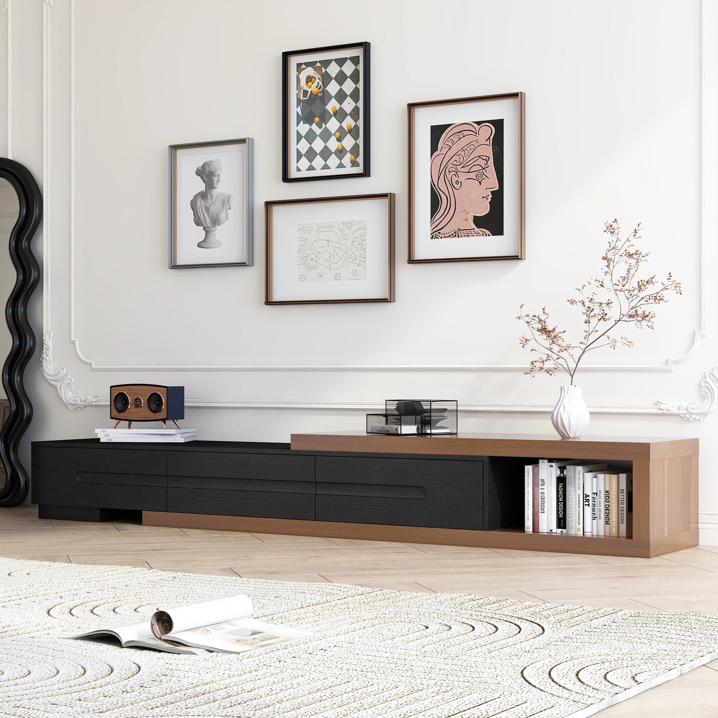 The AlignMax Media Console – Extendable TV Cabinet with 3 Drawers & Shelf US - KaveCore