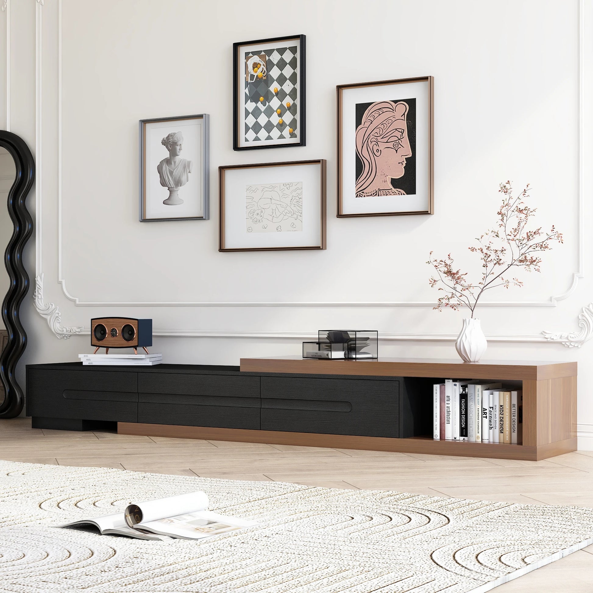 The AlignMax Media Console – Extendable TV Cabinet with 3 Drawers & Shelf US - KaveCore