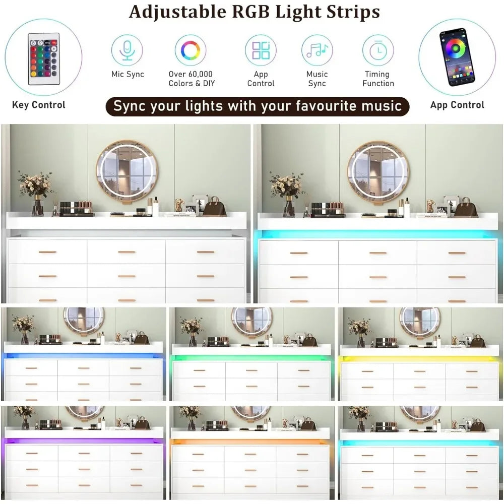 Éclat RGB Led 9-Drawer Cabinet - US - KaveCore