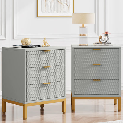 Honeycomb 3 Drawer Modern Bedside Table US