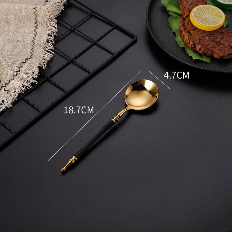Prestige Imperial Black & Gold Cutlery Set