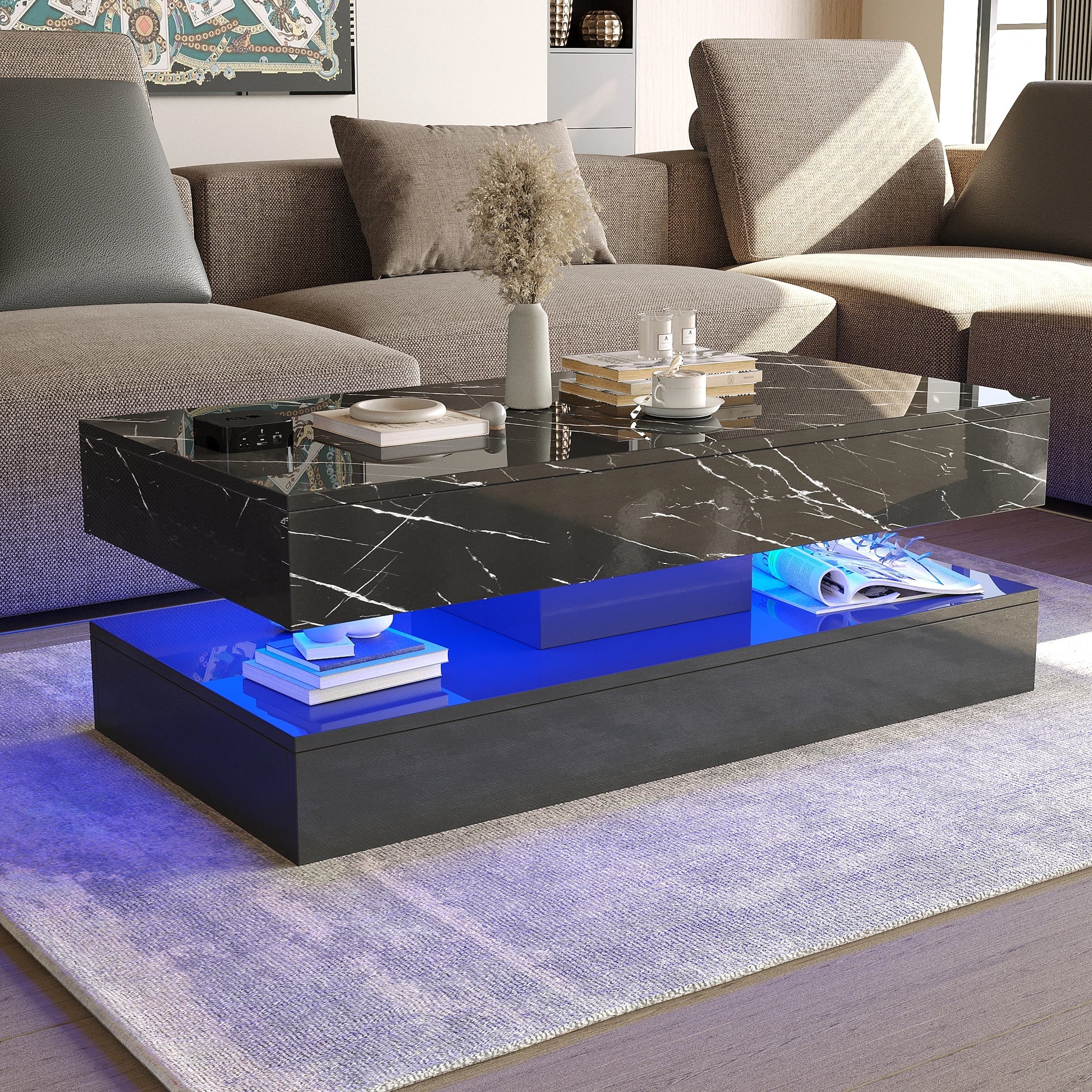 Clyvane Dual-Layer Illuminated Coffee Table US - KaveCore
