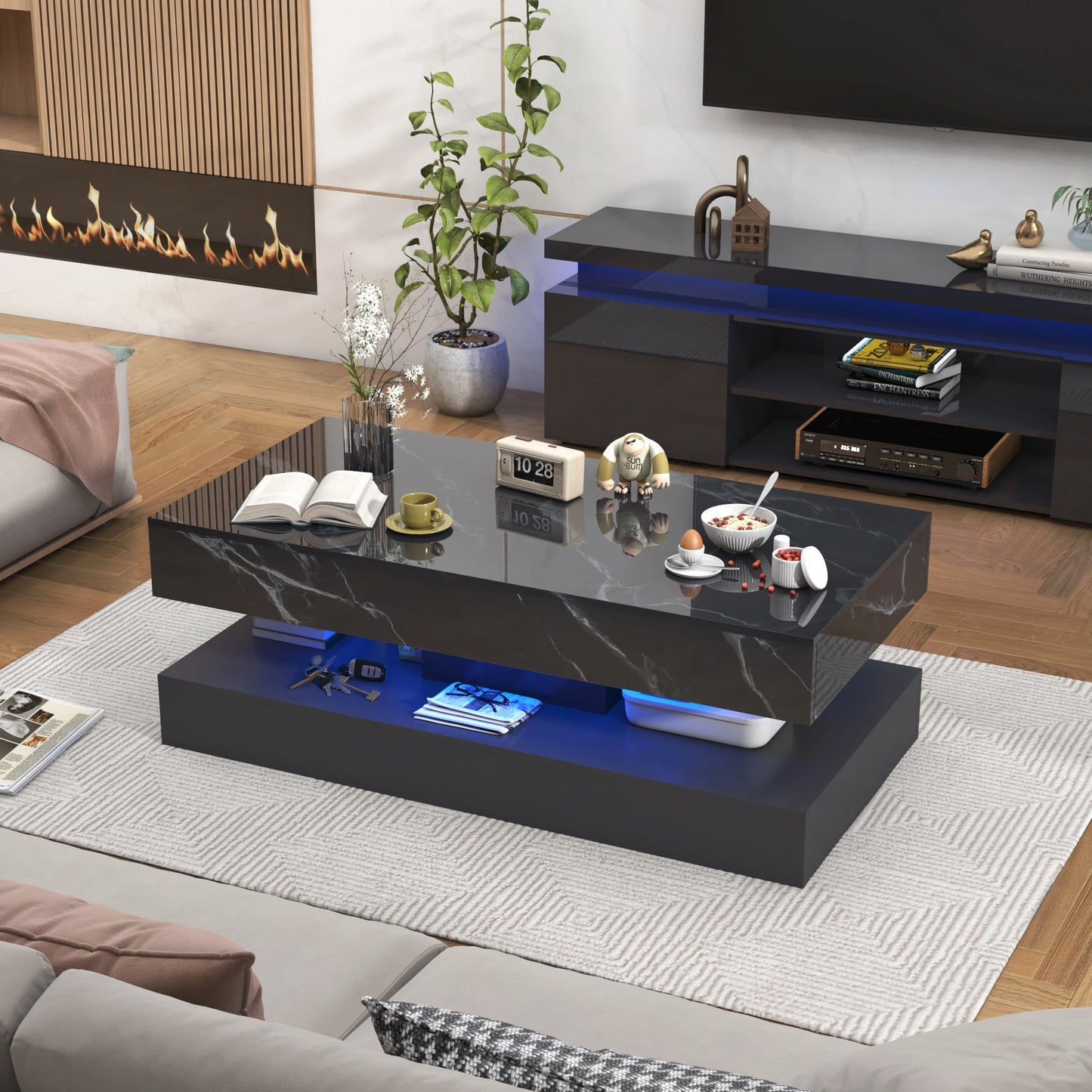 Clyvane Dual-Layer Illuminated Coffee Table US - KaveCore