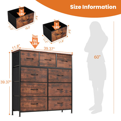 Rustic 9-Drawer Dresser – Modern Industrial Storage for Bedroom & Closet US - KaveCore