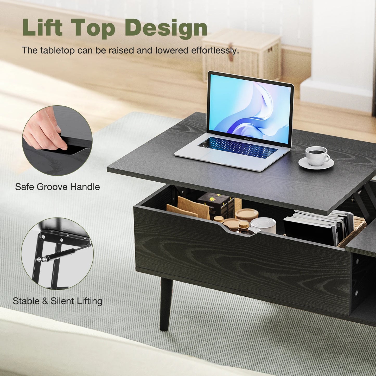 Easy-Lift Coffee Table with Storage US