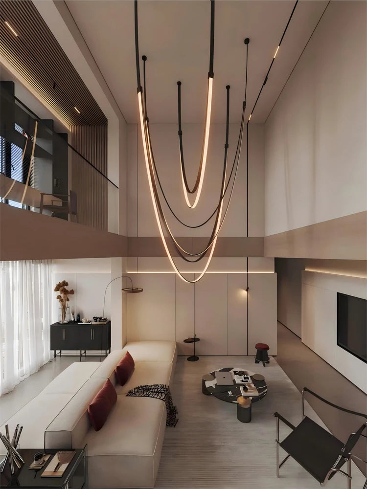 Opus Noir Leather-Strap LED Chandelier