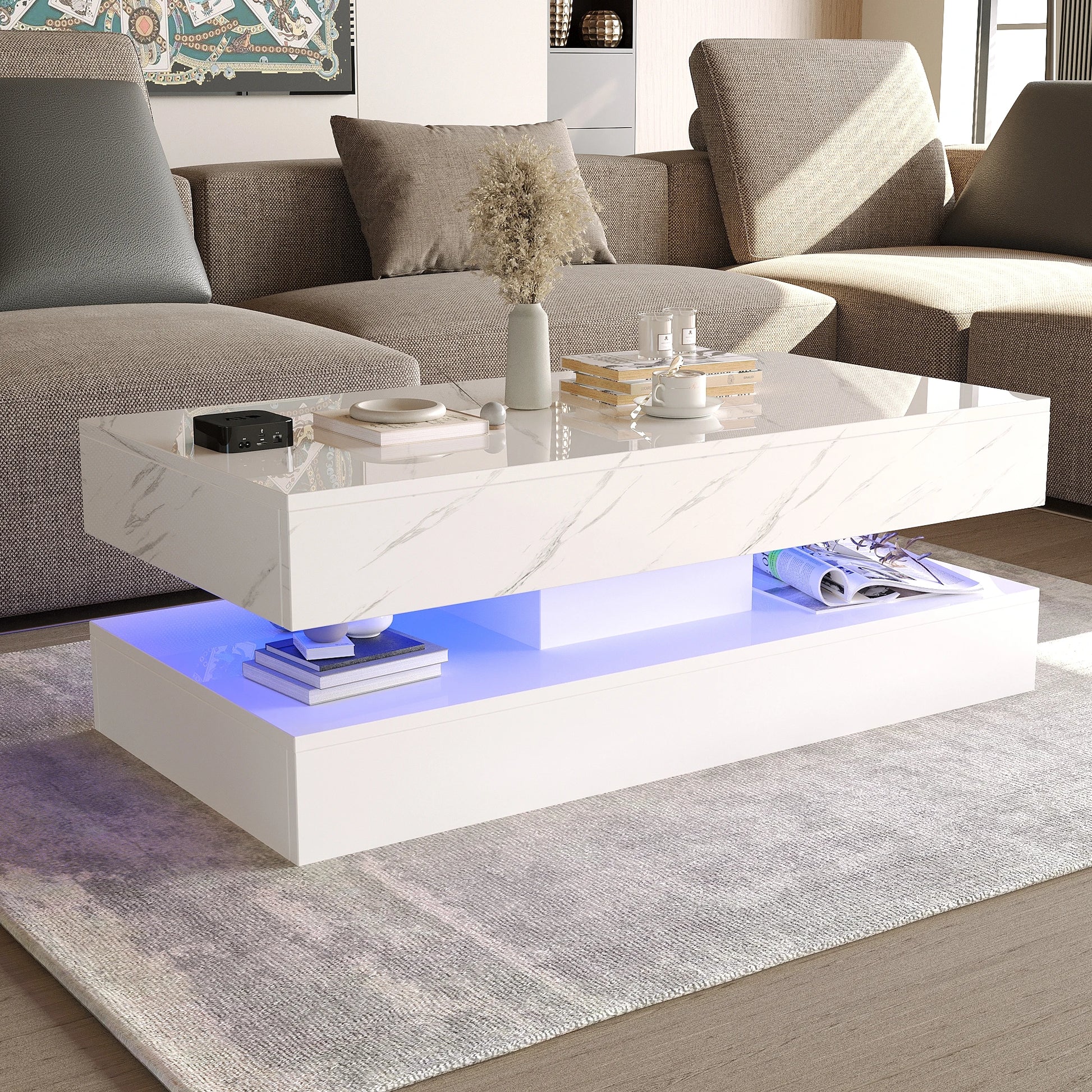 Clyvane Dual-Layer Illuminated Coffee Table US - KaveCore