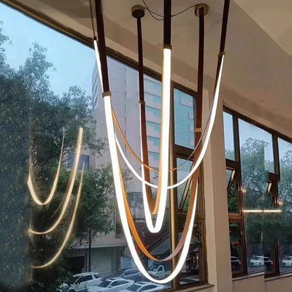 Opus Noir Leather-Strap LED Chandelier