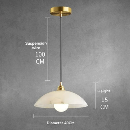 The Seraphina Luxe Pendant — Carved Marble with Vintage Brass Suspension