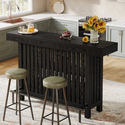 Concrete-Top Mini Bar Table with Shelves US