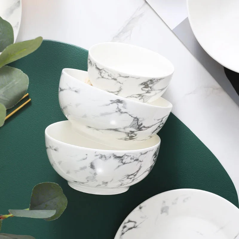 Valente Porcelain Marble Bowls (Set of 3)