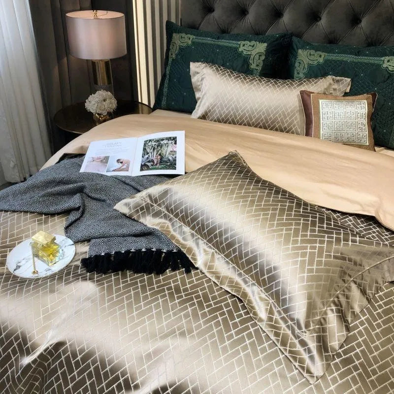 Opaline Diamond Touch Duvet Cover Set (Long-staple Sateen Cotton)