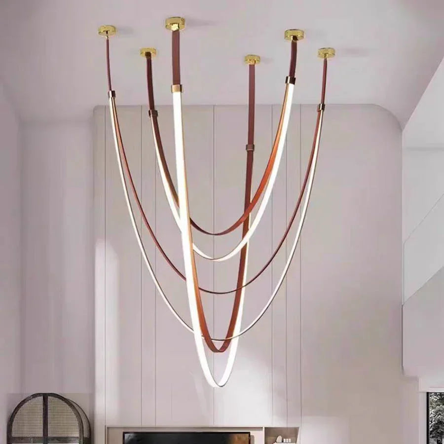 Opus Noir Leather-Strap LED Chandelier