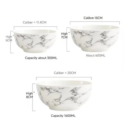 Valente Porcelain Marble Bowls (Set of 3)