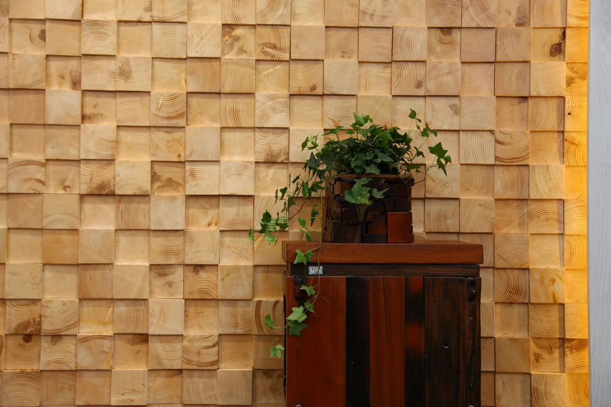 SculptWood Cube Mosaic Wall Panel