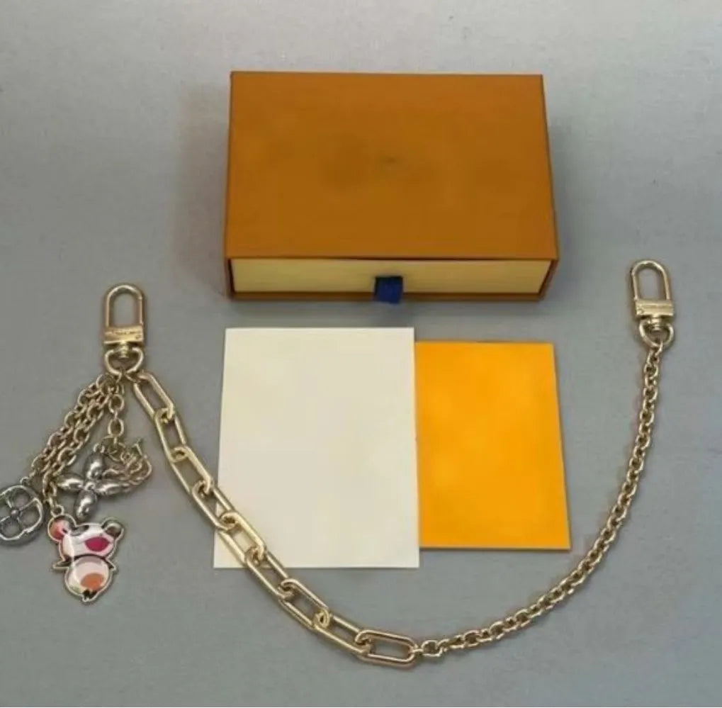 Luxury Metal Bag Charm Chain Flower Designer