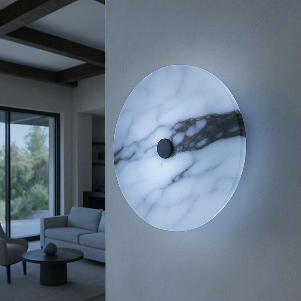 Moondisk Elegant Veined Marble Wall Lamp - KaveCore