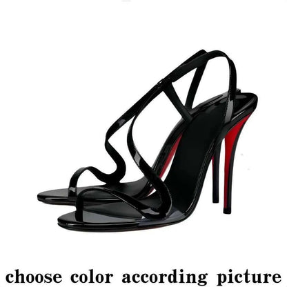High Red Heels Shoes Designer Soled Peep Pointed Toe Sandals