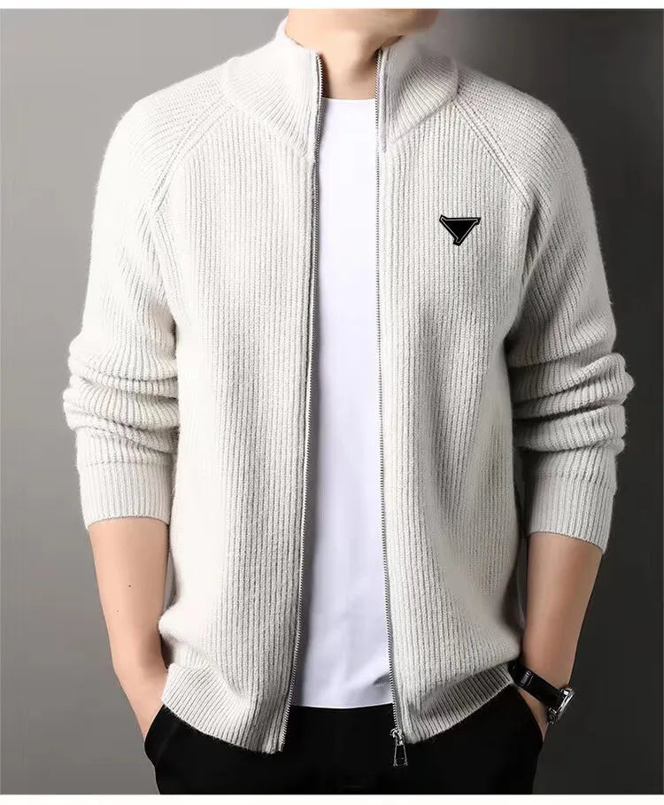 Designer Sweater Mens Embroidered Jacquard Cardigan