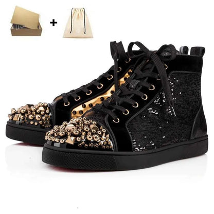 Designer Shoes Glitter Rivets Leather Suede Fashion Spikes