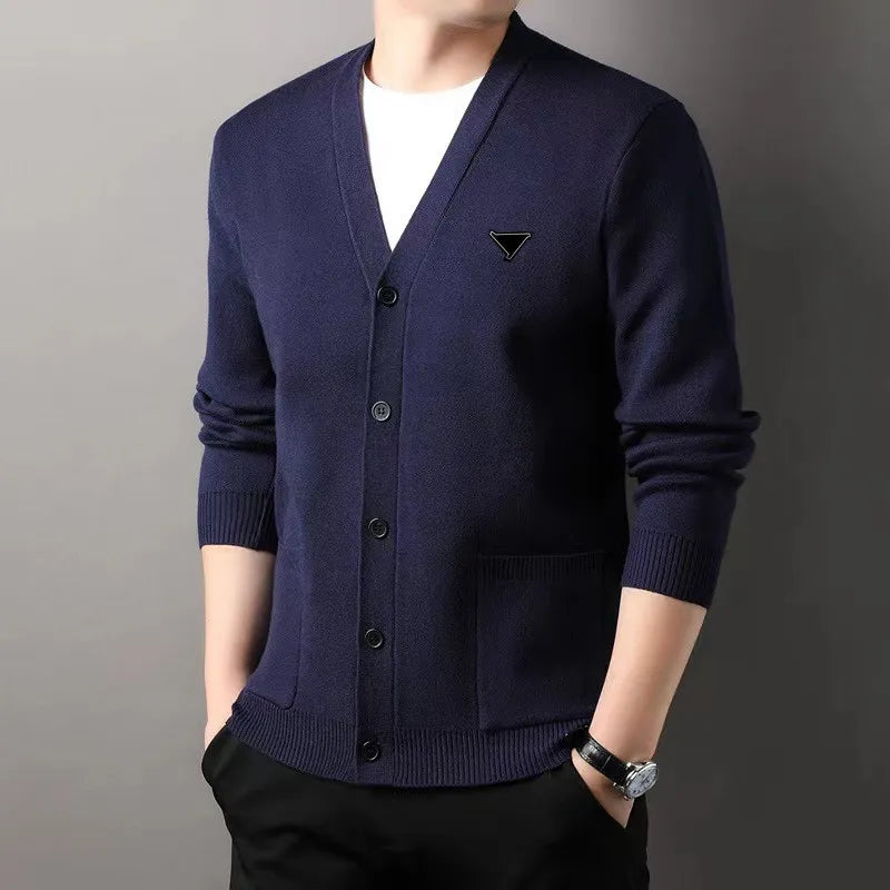 Designer Sweater Mens Embroidered Jacquard Cardigan