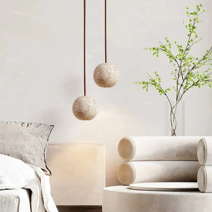 Lunaris Sphere Travertine Pendant