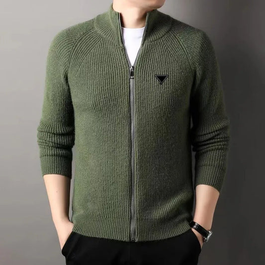 Designer Sweater Mens Embroidered Jacquard Cardigan