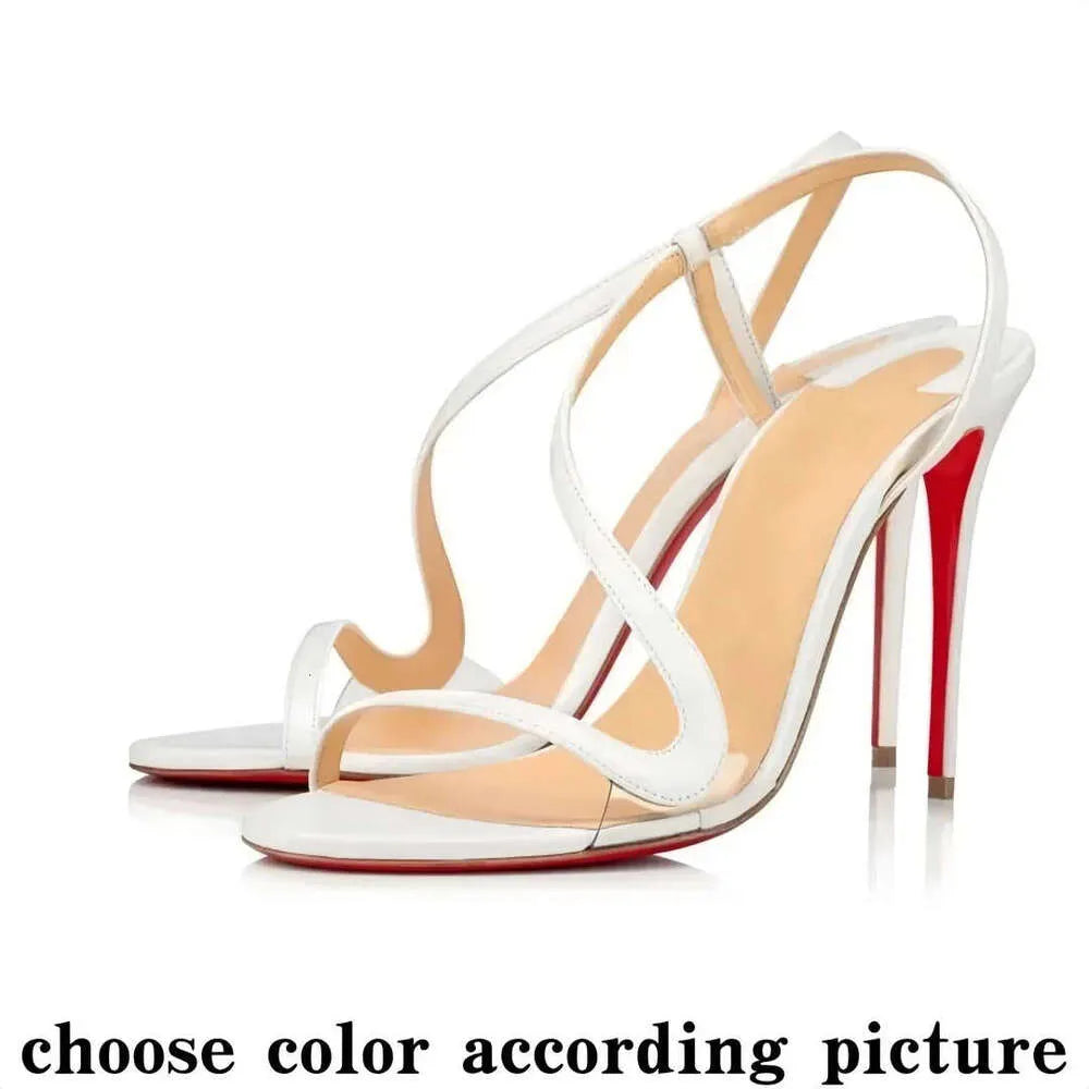 High Red Heels Shoes Designer Soled Peep Pointed Toe Sandals