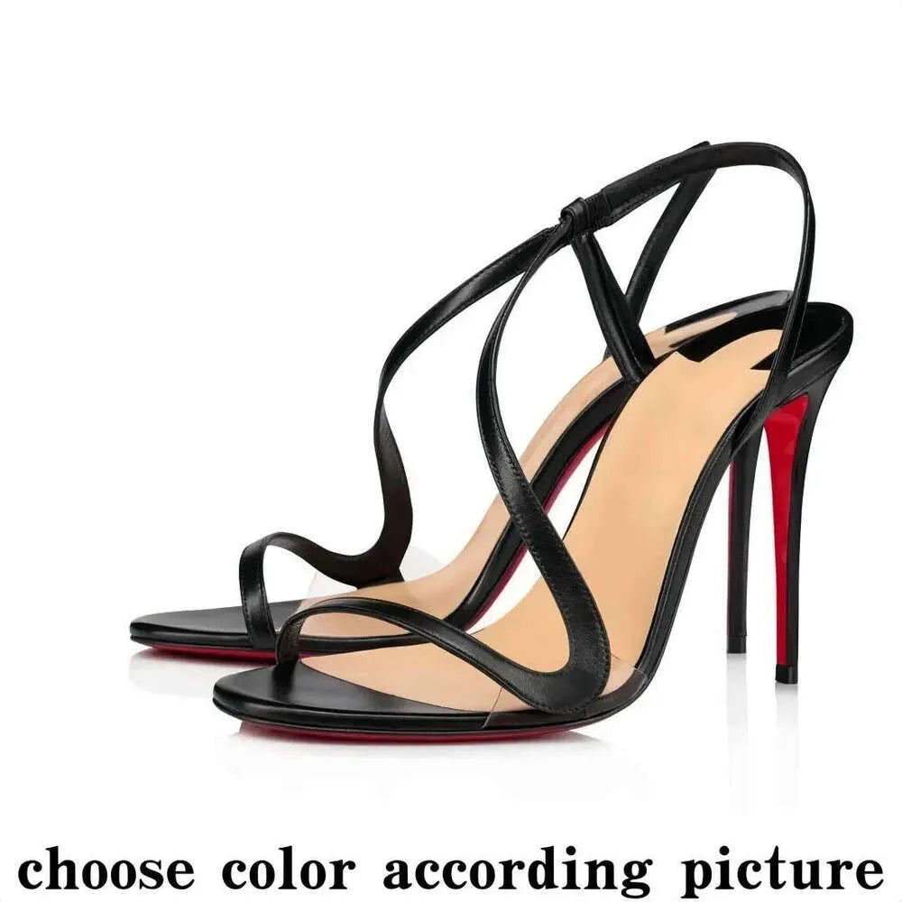 High Red Heels Shoes Designer Soled Peep Pointed Toe Sandals