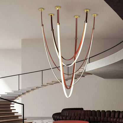 Opus Noir Leather-Strap LED Chandelier