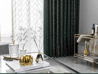 Emerald Herringbone Curtains