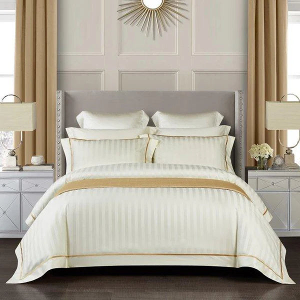 Savoy Cream Duvet Cover Set (Long-staple Sateen Cotton)
