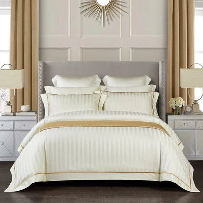 Savoy Cream Duvet Cover Set (Long-staple Sateen Cotton)