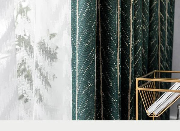 Emerald Herringbone Curtains