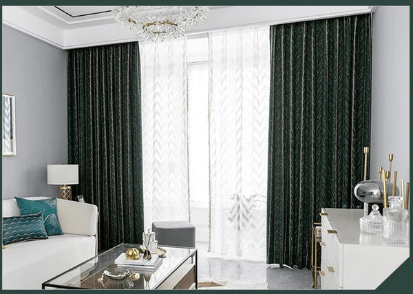 Emerald Herringbone Curtains