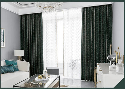 Emerald Herringbone Curtains