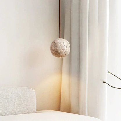 Lunaris Sphere Travertine Pendant