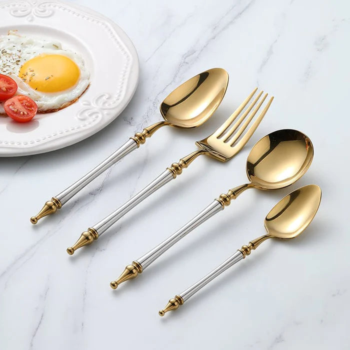 Prestige White & Gold Cutlery Set