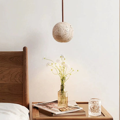 Lunaris Sphere Travertine Pendant