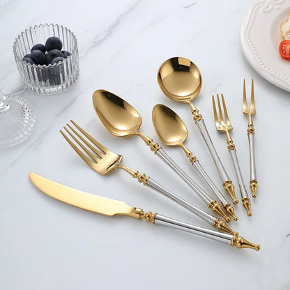 Prestige White & Gold Cutlery Set